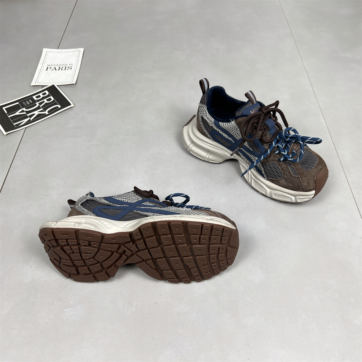 真皮双鞋带老爹鞋女2025冬季新款加绒轻便百搭厚底保暖休闲运动鞋 - 图2