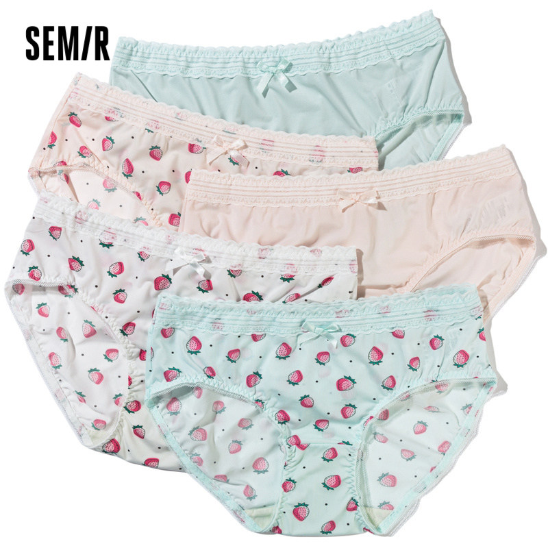 森马女无痕棉中腰裤衩可爱蕾丝短裤 森马内衣内裤