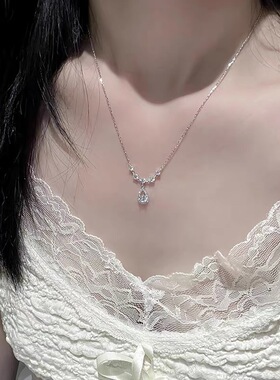 香港人鱼之泪s999纯银项链女轻奢小众高级感锁骨链送女友生日礼物