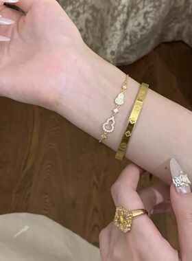 香港金财葫芦宝999纯银手链女轻奢小众设计高级感锁骨链生日礼物