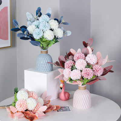地中海假花仿真花客厅摆设防餐桌花摆花装饰花束花瓶干花花艺摆件 虎窝淘