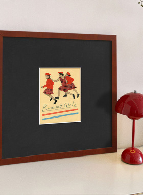 《running girls》法式小众艺术餐厅走廊北欧复古中古风装饰挂画