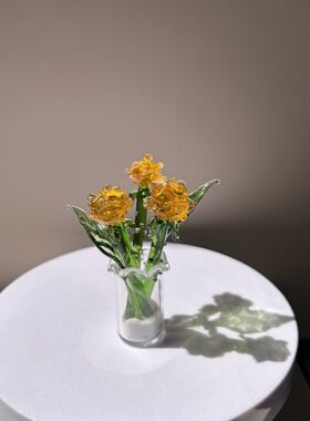 创意手工琉璃玫瑰仿真花摆件