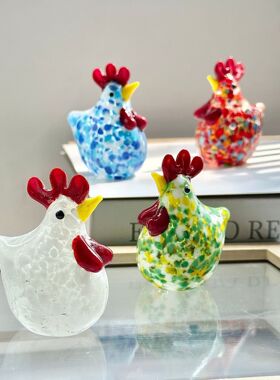 创意琉璃咕咕鸡摆件可爱小鸡造型