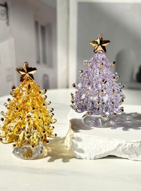 ins闪光滑光金点圣诞树桌面摆件