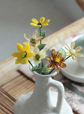 淄博琉璃仿真花束桌面摆件送礼