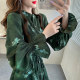 Spring age-reducing printed stand-collar chiffon shirt for women