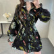 Spring style printed lapel chiffon shirt