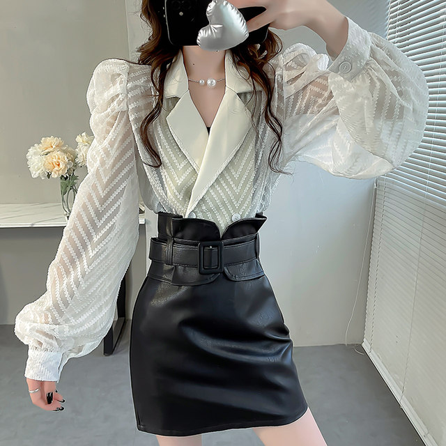 ເສື້ອ chiffon ຄົນອັບເດດ: ທີ່ມີຄໍຫນັງແລະເສື້ອສູງ