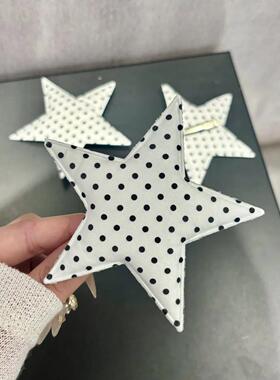 高级感印花蓝色星星发夹韩系百搭甜美少女风鸭嘴夹2元包邮小商品