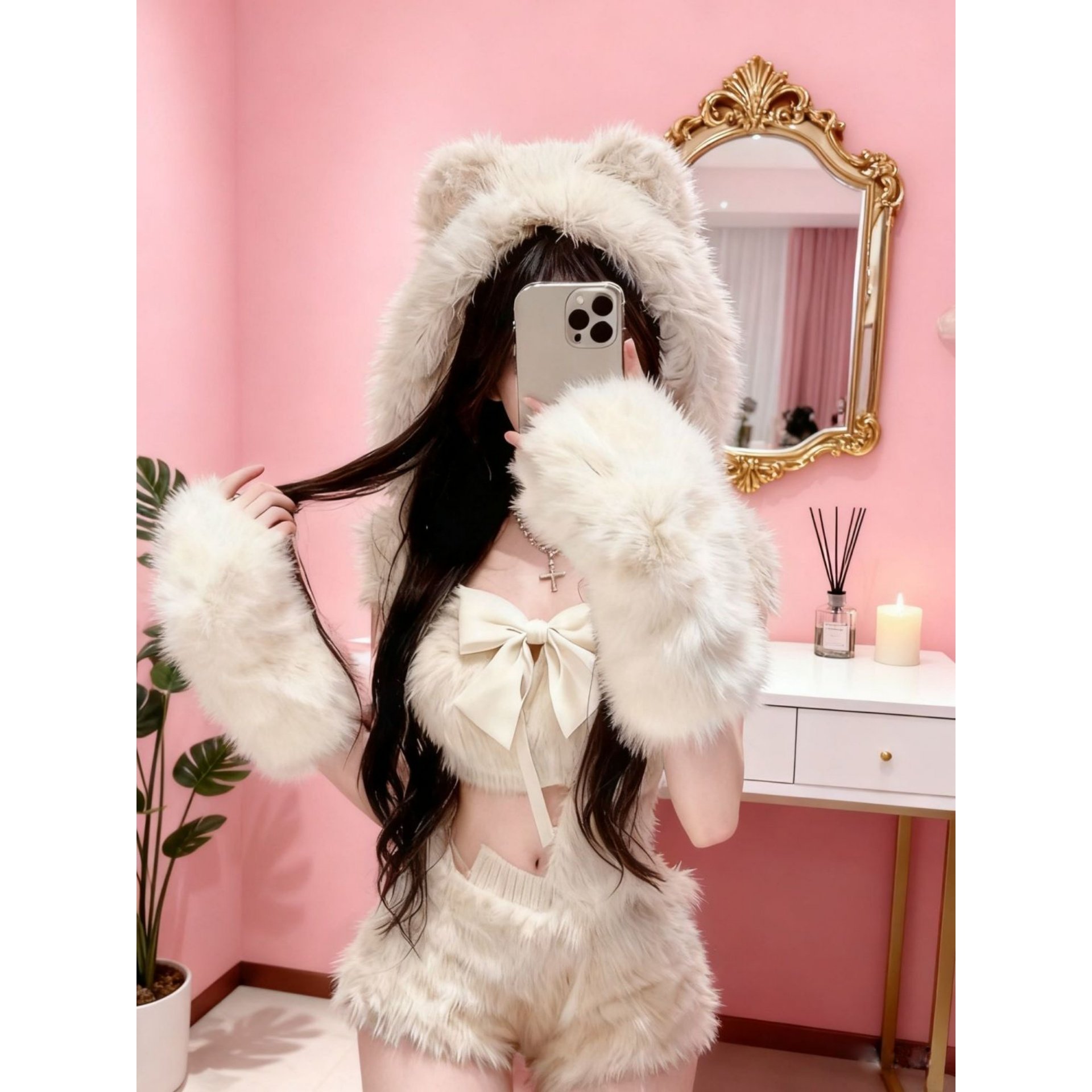 甜美可爱少女新款撞色短袖上衣蝴蝶结蕾丝蛋糕蓬蓬裙夏季短裤套装,淘宝优惠券,粉丝福利购,淘宝优惠卷