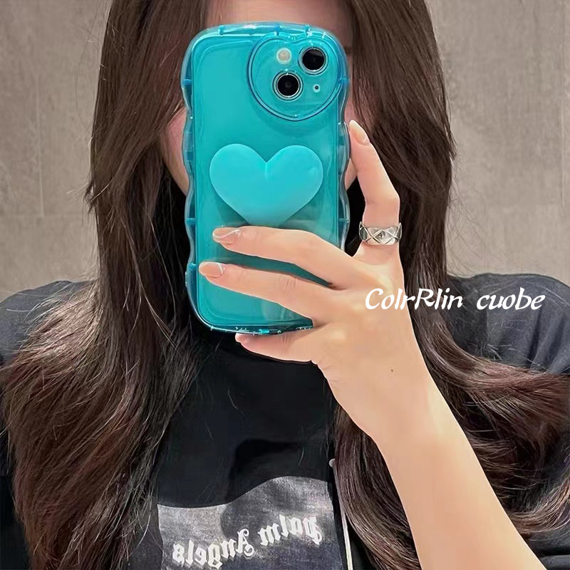 波浪边框立体爱心苹果13的12手机壳 龙龙数码配件手机保护套/壳