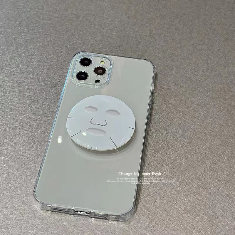 龙龙数码配件专营店搞怪简约面膜支架适用iphone13苹果12手机壳11透明xr/xs华为p40荣耀50套nova5/6/7/8se女款pro红小米oppovivo1