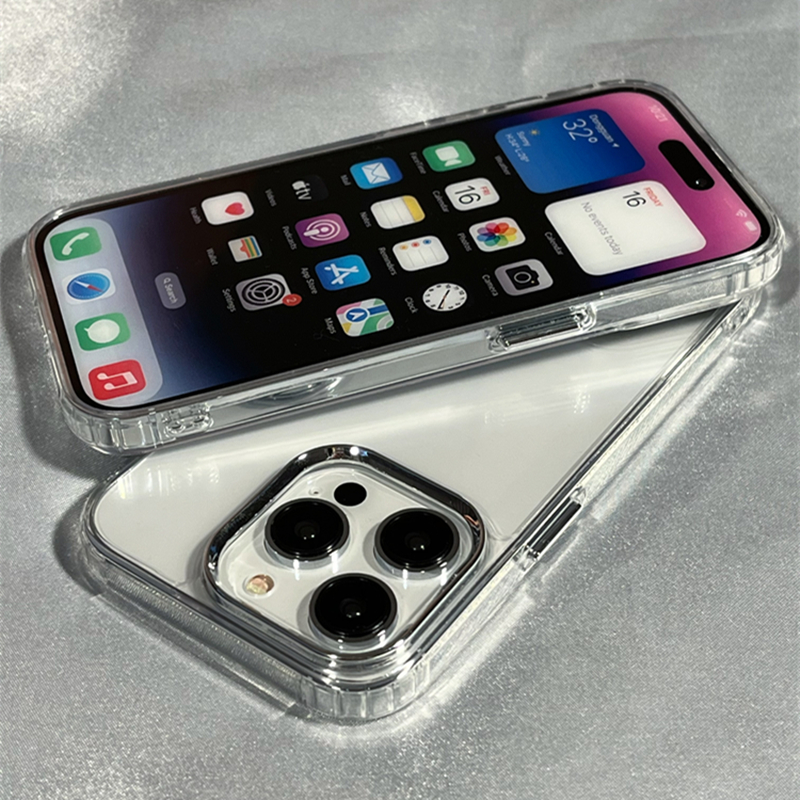 带防尘网金属镜头按键15适用苹果14手机壳iphone13promax透明新款14pro大孔简约15promax保护套12软边11硅胶-图3