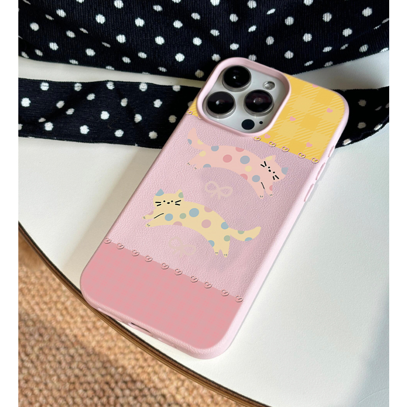 ins镭射爱心樱桃猫咪适用苹果15手机壳iphone14promax新款15pro粉色12女款14pro苹果13手机套11夏日可爱