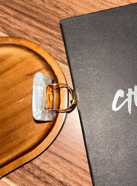 (小溪家）开口方形集合戒指重工金色小众高级欧美风