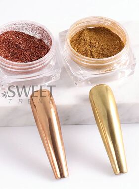 2pcs Magic Mirror Powder Gold Silver Chrome Nail Glitter Met