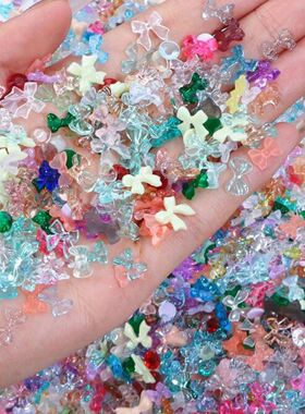 500-600pcs Mix Bow Shape Nail Art Charms 50g/bag Aurora Ribb