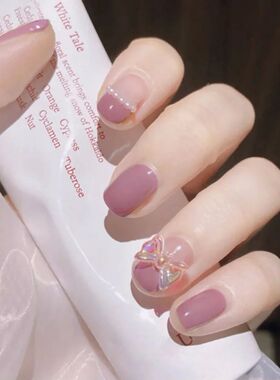10Pcs French With Drill Short Fake Nails Press On Nail Tips
