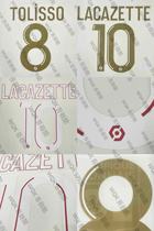 The French Bundesliga Lyon 2324 season home away print with multiple electoras La Cattolisto Monblaason