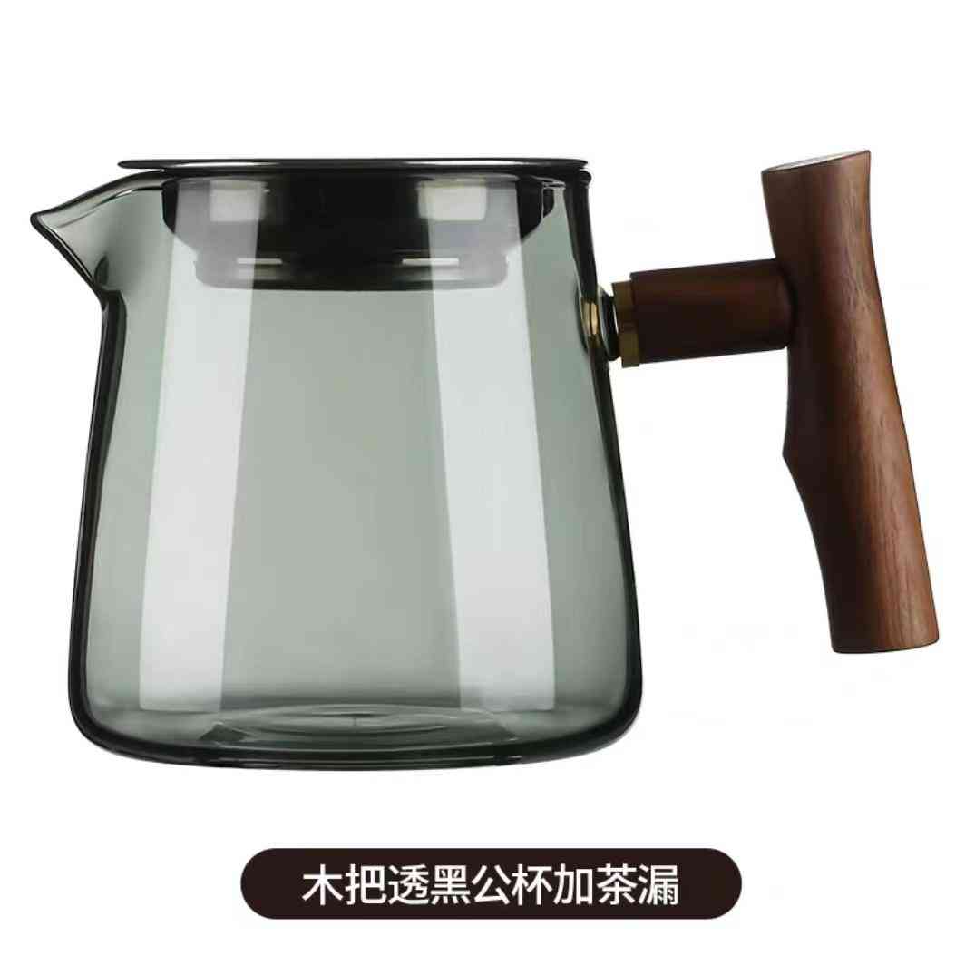 高硼硅玻璃泡茶壶绿茶泡茶器家用一体过滤公道杯木把月牙分茶杯 - 图3