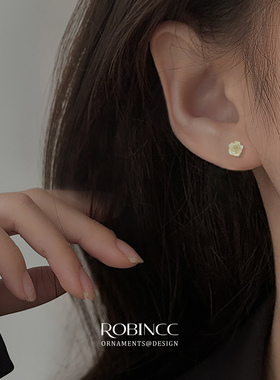 幻彩玫瑰耳钉女925纯银轻奢耳环