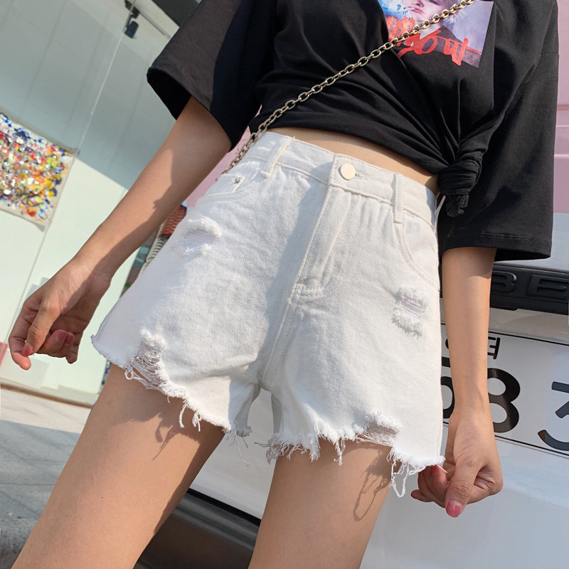 2020年新款韩版黑色破洞牛仔潮短裤 布俏牛仔裤