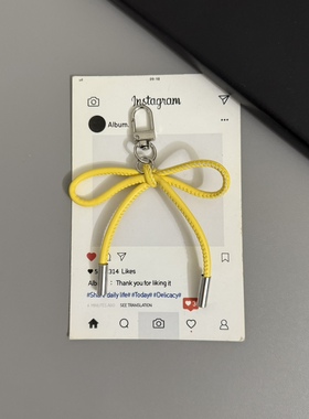 小众简约皮质蝴蝶结挂绳包包挂饰钥匙扣挂件手机壳耳机套挂链配饰