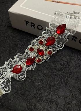 甜美气质浪漫超闪水钻蕾丝手链时尚优雅温柔淑女少女感手饰新款