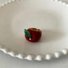 Niche cute oil dripping macaron color apple ring sweet temperament age-reducing girlish ins style ring