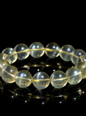 久雅水晶 天然蓝光黄水晶圆珠手链 星光黄色水晶散珠手串 批发