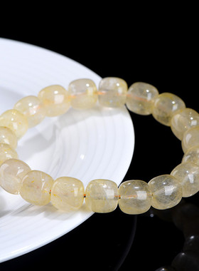 久雅水晶 天然金发晶桶珠手链  金色发晶老型珠手串 厂家直销