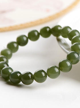 久雅珠宝 天然新疆晴水和田玉手串高冰种晴水和田玉圆珠手链 批发