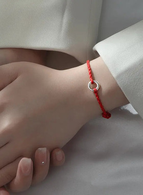 银平安扣红绳手链女轻奢气质小众设计高级感编织本命年手绳好运
