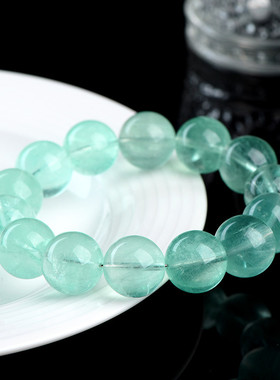 久雅水晶 天然绿萤石圆珠手链 薄荷绿萤石散珠手串 厂家直销