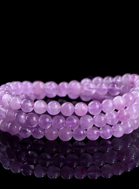 久雅水晶 天然7A级紫锂辉三圈圆珠佛珠手链  紫锂辉散珠手串 批发