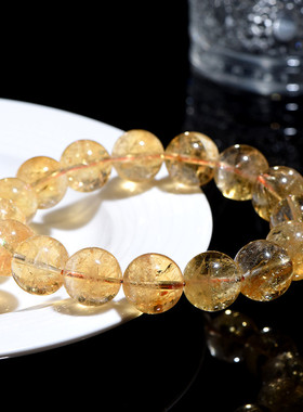 久雅水晶 天然黄阿赛手链 阿赛斯特莱黄水晶阿塞彩虹水晶手串批发