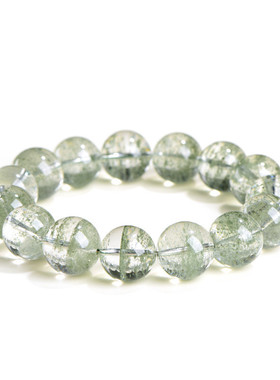 久雅水晶 天然星沙绿幽灵圆珠手链 星光爆闪绿幽灵散珠手串 批发