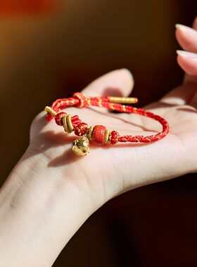马年手工编织本命年红绳新年好运生肖红色手绳子手链手串饰品批发