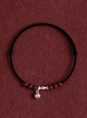 幸运上岸锦鲤铃铛红绳手链男女朱砂好运珠本命年编织手绳平安顺遂