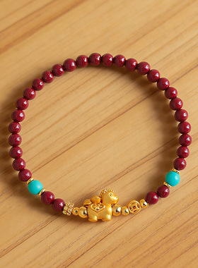 马年本命年999银天然朱砂手链文艺复古招财纳福生肖小马朱砂手串