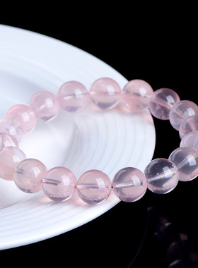 久雅水晶 天然7A级粉幽灵圆珠手链  粉色幽灵散珠手串 厂家直销