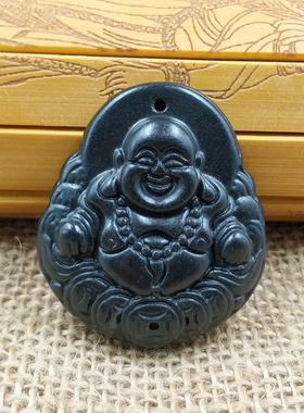 泗滨砭石吊坠弥勒佛心中有佛等