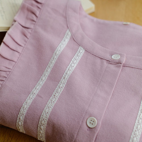 断码清仓-睡衣女春秋冬纯棉磨毛绒布全棉长袖家居服男 - 图0