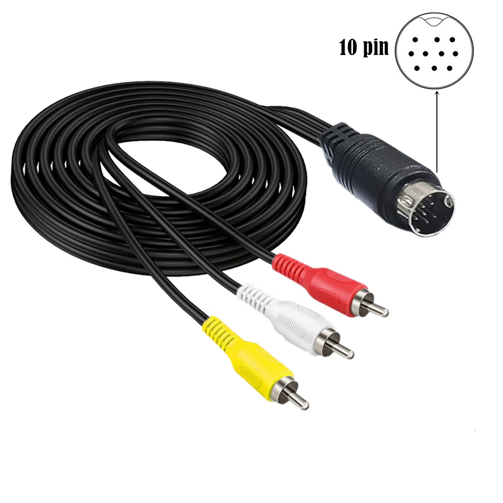 S-video线mini 10 PIN DIN转3个RCA视频线AV线s端子10pin转3 RCA - 图0