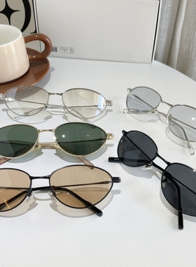 辣妹异形水滴金太阳镜猫眼女嘻哈小框墨镜帅防紫外线车内配镜浅色