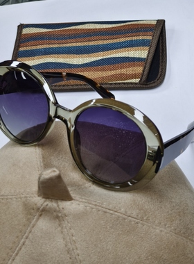 欧美时尚圆形偏光太阳镜女跨板材太阳眼镜街拍个性潮墨镜近视墨镜