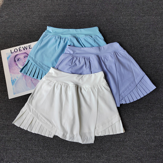 Falda plisada de cintura alta para correr, corta, antiexposición, para yoga, para mujer