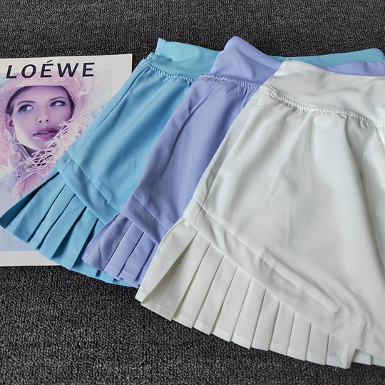 Falda plisada de cintura alta para correr, corta, antiexposición, para yoga, para mujer