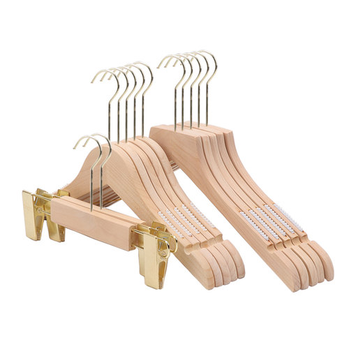 logo定制服装店专用实木衣架女装店防滑男士原木色木质衣撑子衣挂 - 图3